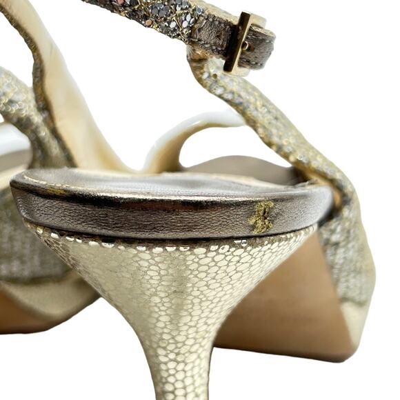 Jimmy Choo Gold Glitter Slingback Heels Size 40 (US 9) - Picture 9 of 14